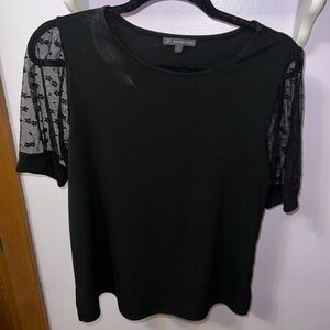 Adrianna Papell Black Blouse with Lace Sleeves